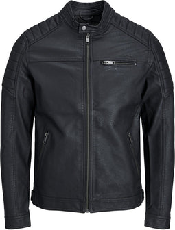 JACK&JONES JJEROCKY JACKET NOOS - Heren Jas - Imitatie leer - Zwart - Maat S