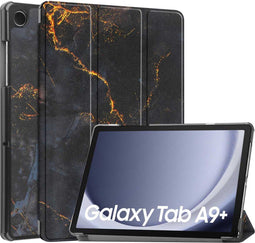 imoshion Tablet Hoes - Geschikt voor Samsung Galaxy Tab A9 Plus - Design Trifold Bookcase - Black Marble