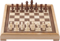 Engelhart 150230 - Schaakset 40x40 cm - Luxe Houten Schaakbord Esdoorn & Walnoot - Koning 77 mm - Opbergsysteem - Colourbox