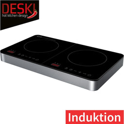 Deski - Dubbele Inductiekookplaat - 3500 Watt - 2 x Ø 22 cm - zwart