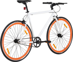 vidaXL - Fiets - met - vaste - versnelling - 700 - c - 51 - cm - wit - en - oranje
