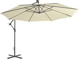 vidaXL - Zweefparasol - met - LED-verlichting - en - metalen - paal - 350 - cm - zand
