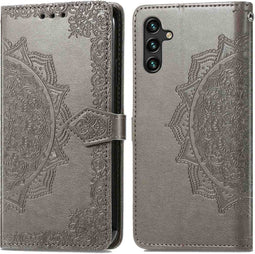 iMoshion Hoesje Geschikt voor Samsung Galaxy A25 / A24 Hoesje Met Pasjeshouder - iMoshion Mandala Bookcase - Grijs