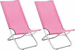 vidaXL - Strandstoelen - 2 - st - inklapbaar - stof - roze