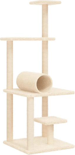 vidaXL - Kattenmeubel - met - sisal - krabpalen - 136 - cm - crèmekleurig