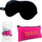 SMUG Slaapmasker met Roze Oordopjes en Opbergzakje - 100% Verduisterend - Verstelbaar Oogmasker in Satijn - Zwart