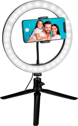 Grundig Ringlamp - Ringlight 25cm - 120 LED's - 3 Lichtstanden - Zwart