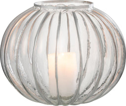 J-Line windlicht Bol Streep - glas - transparant/zilver - large