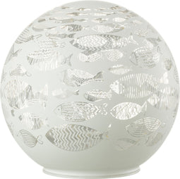 J-Line decoratie Bal Vissen - glas - wit - LED lichtjes - large