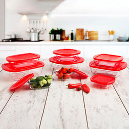 Vierkante Lunchtrommel met Deksel Ô Cuisine Cook & Store Rood 1 L 20 x 17 x 6 cm Siliconen Glas (...