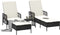 vidaXL - Ligbedden - 2 - stuks - met - Kussens - en - Tafel - Zwart - Poly - Rattan