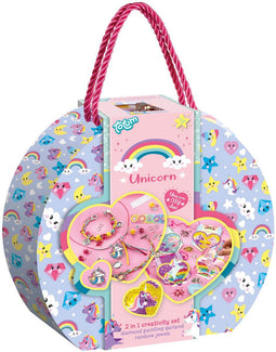 Totum Unicorn - Knutselkoffer 2-in-1 - Armbandjes maken en diamond painting - Kleur: Unicorn