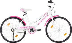 vidaXL - Kinderfiets - 24 - inch - roze - en - wit