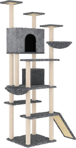 vidaXL - Kattenmeubel - met - sisal - krabpalen - 191 - cm - donkergrijs