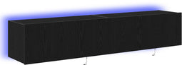 vidaXL - TV - Wandkasten - met - LED-verlichting - 2 - stuks - Zwart - Eiken - 80x35x31 - cm