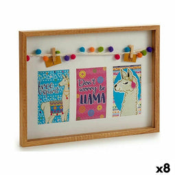 Gift Decor Muurfotlijst Kwastjes Lama Multicolour Hout 30 X 3 X 41 Cm (8 Stuks)