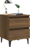 vidaXL - Nachtkastje - met - metalen - poten - 40x35x50 - cm - bruin - eikenkleur