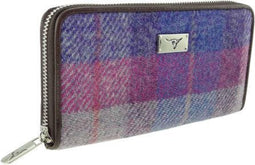 Dames Portemonnee Staffa Roze Lila - Harris Tweed - muntvak met rits - Glen Appin of Scotland