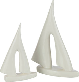 J-Line decoratie Zeilboot - porselein - wit - large