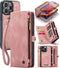 Caseme Geschikt voor iPhone 16 hoesje - Vintage 2 in 1 portemonnee - Roze