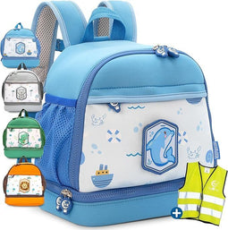 REISERACKER Kinderrugzak Adventure - Waterdicht en veilig - Inclusief veiligheidshesje - Blauw