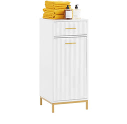 SoBuy BZR180-W - Badkameronderkast - Wit Houtcomposiet met Wasmand 40 x 40 x 95 cm