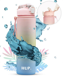 Hup. - Motivatie Waterfles - Waterfles 1 liter met Rietje - Lekvrij Design
