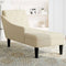 vidaXL - Chaise - longue - met - kussen - en - rechterarmleuning - stof - crèmekleurig