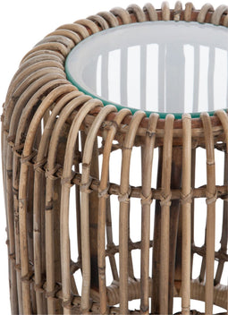 J-Line bijzettafel rond - rotan/glas - naturel
