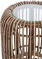 J-Line bijzettafel rond - rotan/glas - naturel