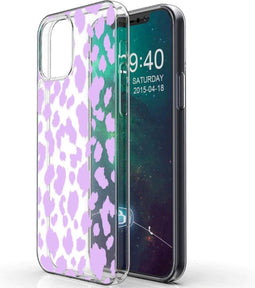 iMoshion Hoesje Geschikt voor iPhone 12 Pro / 12 Hoesje Siliconen - iMoshion Design hoesje - Transparant / Paars / Design Leopard Lilac