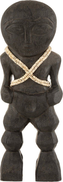 J-Line decoratie Figuur Takwimu - hout - zwart - small
