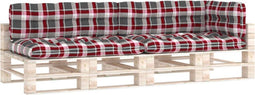 vidaXL - Palletkussens - 5 - st - ruitpatroon - stof - rood