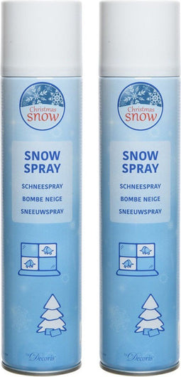 Decoris Sneeuwspray - 2x - wit - 300 ml - spuitsneeuw - kunstsneeuw - nepsneeuw - sneeuw decoratie