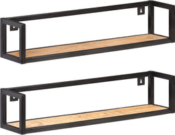 vidaXL - Wandschappen - 2 - st - 80 - cm - ruw - mangohout
