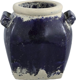 PTMD Selin blauw keramiek pot recht vierkant laag maat in cm: 29 x 26 x 27 - Blauw