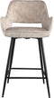 PTMD Fal LOW Velvet Khaki Bar Stool Black Metal Leg KD