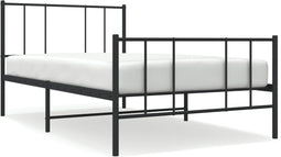 vidaXL - Bedframe - met - hoofd- - en - voeteneinde - metaal - zwart - 90x200 - cm