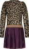 Like Flo F208-5801 - Meisjes Jurk - Pofmouwen met metallic plissé rok - Plum-cerise