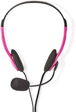Nedis CHST100PK - On-Ear Headset - Draad - Microfoon - Roze Zwart