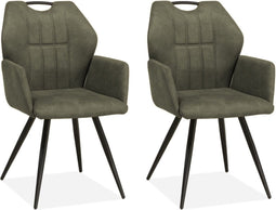Eetkamerstoel Puck - Mosgroen (set van 2 stoelen)