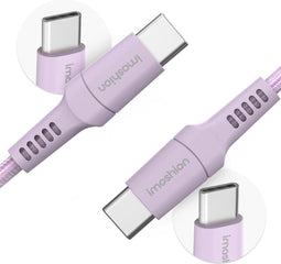 imoshion Kabel - USB C naar USB C Kabel - 2 meter - Snellader 60W - USB-C Oplader Kabel - Geschikt voor o.a. Apple iPhone 15/16 en Samsung - Lila