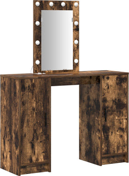 vidaXL - Kaptafel - met - LED - Verlichting - Gerookt - Eiken - 102x33x135 - cm