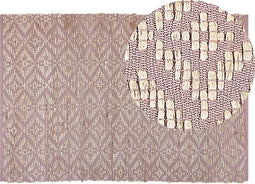 GERZE - Modern vloerkleed - Roze - 140 x 200 cm - Katoen