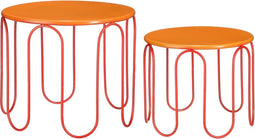 Mica Decorations Dione - Bijzettafel - Set van 2 - Metaal - Oranje (2 stuks)