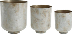 PTMD Jony Bloempottenset - H30 x Ø25 cm - Ijzer - Grijs