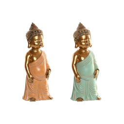 Decoratieve figuren Home ESPRIT Groen Roze Boeddha Orientaals 10 x 8 x 24 cm (2 Stuks)