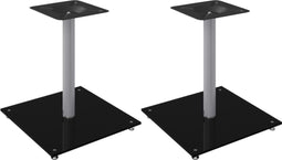 vidaXL - Luidsprekerstandaards - 2 - st - 1 - pijler - gehard - glas - zwart - en - zilver