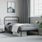 vidaXL - Bedframe - met - hoofdbord - metaal - zwart - 100x200 - cm