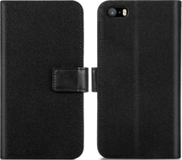 iMoshion Hoesje Geschikt voor iPhone SE (2016) / 5 / 5s Hoesje Met Pasjeshouder - iMoshion Luxe Canvas Bookcase - Zwart